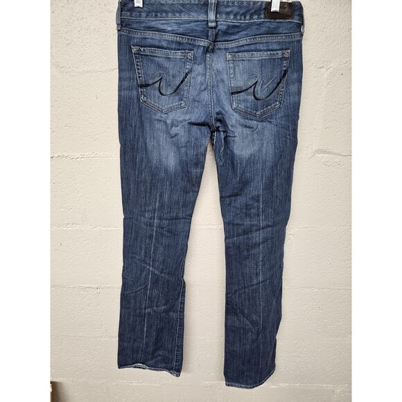 Y2K Express Low Rise Flare Womens Sz 4 Long Denim Jeans Preppy Normcore - Picture 6 of 14